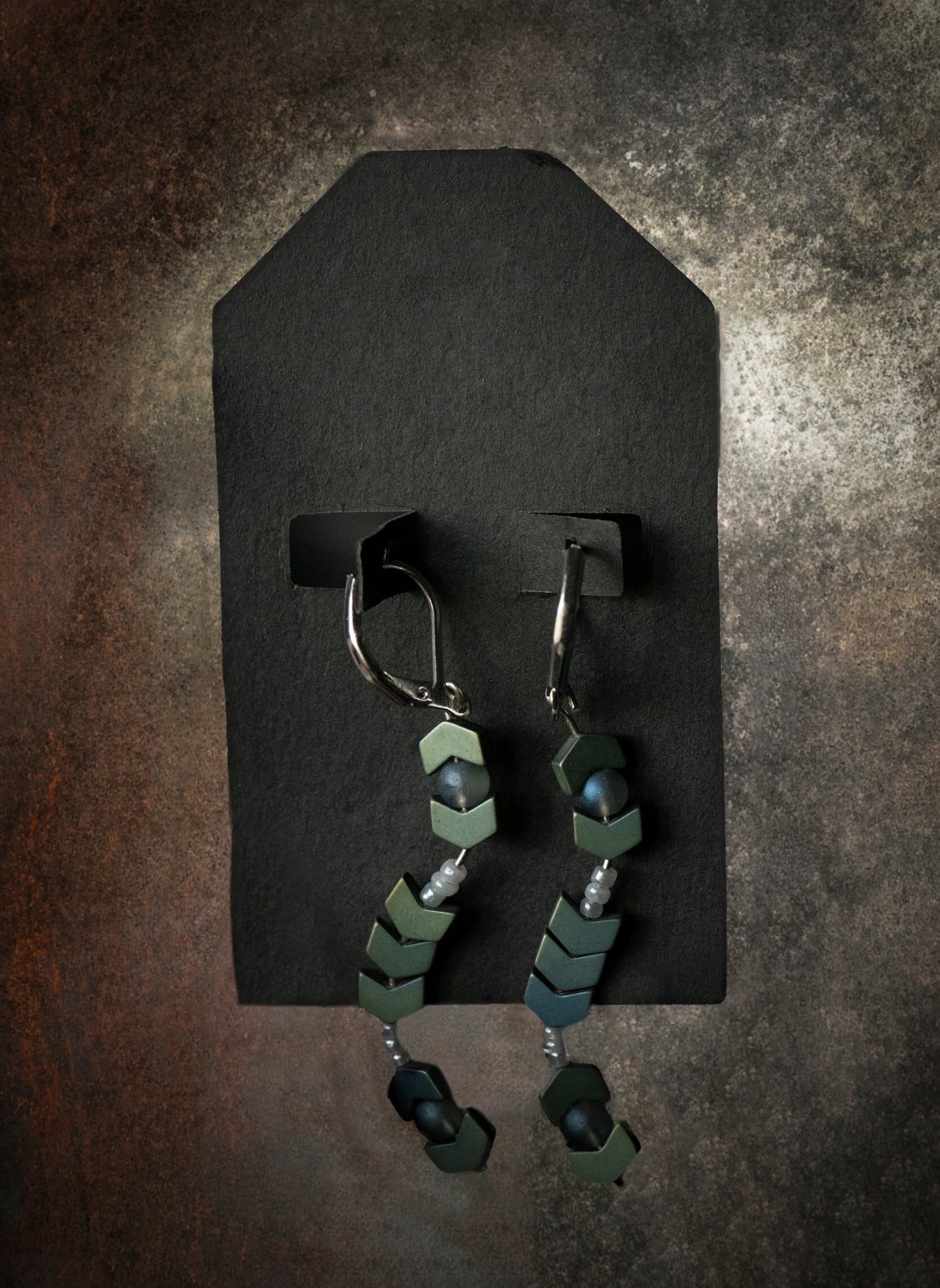 Hand-beaded Geometric Earrings