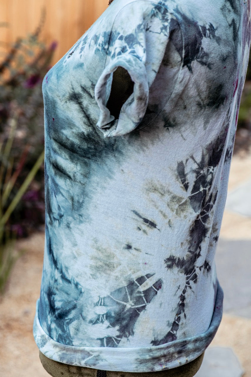 One-of-a-kind Upcycled Cyanotype Shirt "The Ocean Made Me Salty"