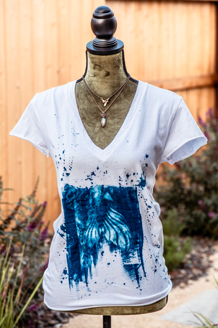 One-of-a-kind Upcycled Cyanotype Shirt