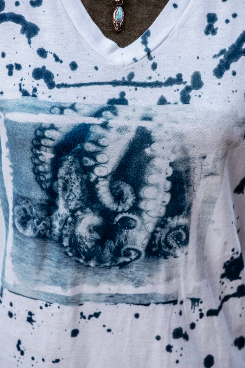 One-of-a-kind Upcycled Cyanotype Shirt