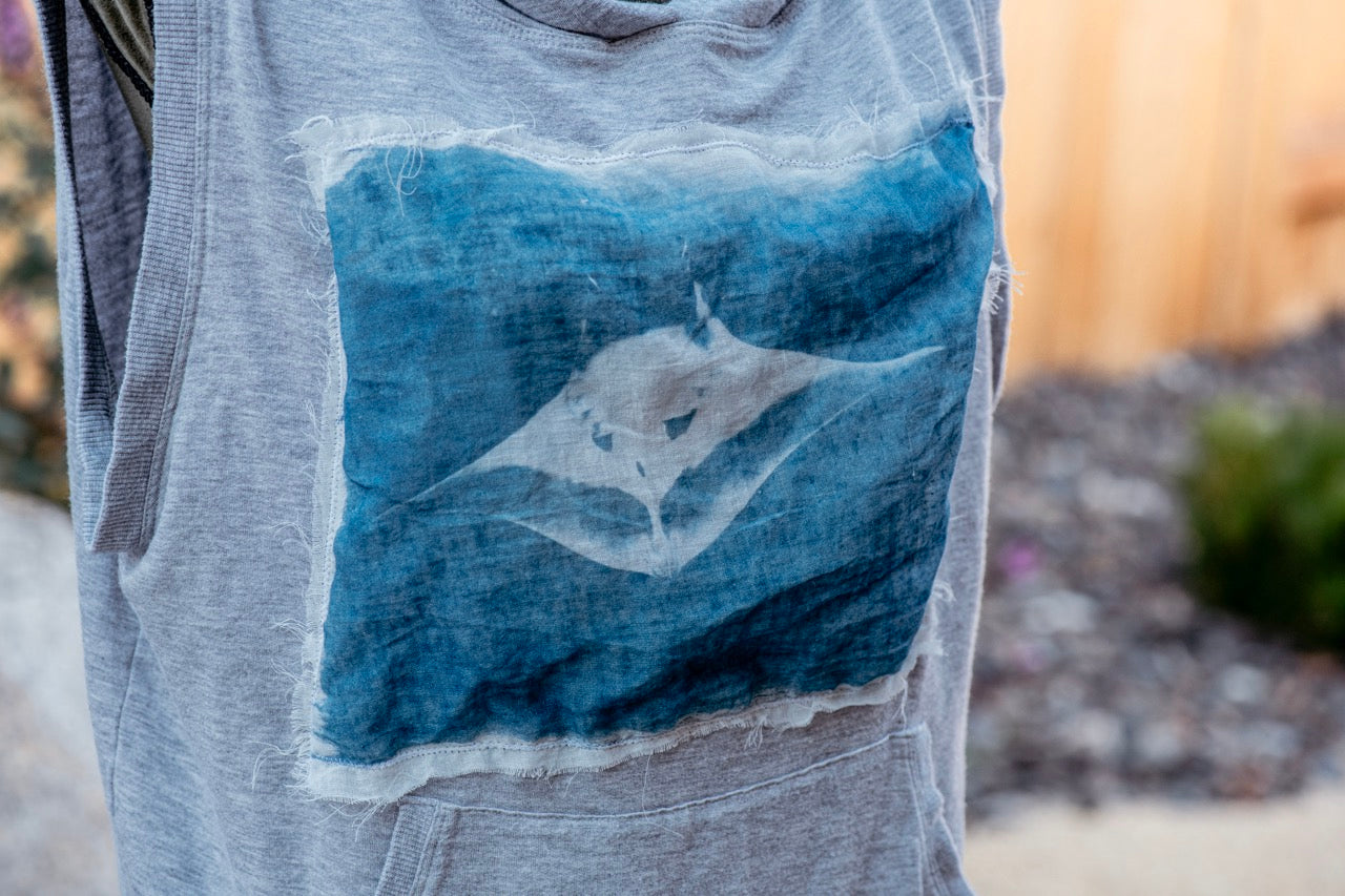 One-of-a-kind Upcycled Cyanotype Shirt